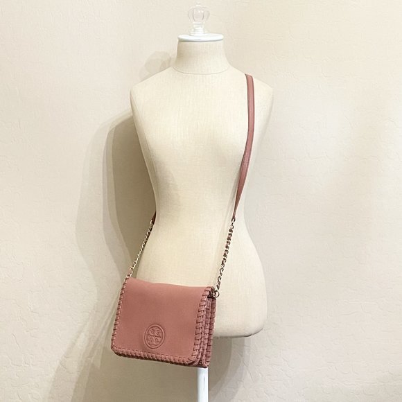 Tory Burch Handbags - Tory Burch Crossbody Bag Marion Combo Maple Sugar Mauve Pink Leather Whipstitch